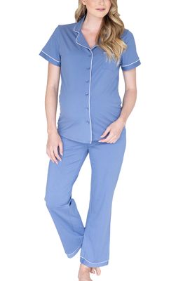 Angel Maternity Maternity/Nursing Pajamas in Blue