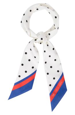 kate spade new york garden dot skinny silk scarf in French Cream