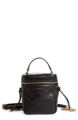 Saint Laurent Vanity Case Quilted Leather Top Handle Bag in Nero