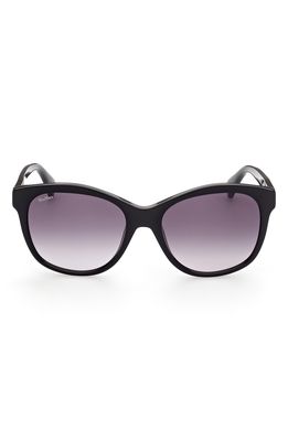 Max Mara 56mm Butterfly Sunglasses in Shiny Black /Gradient Smoke