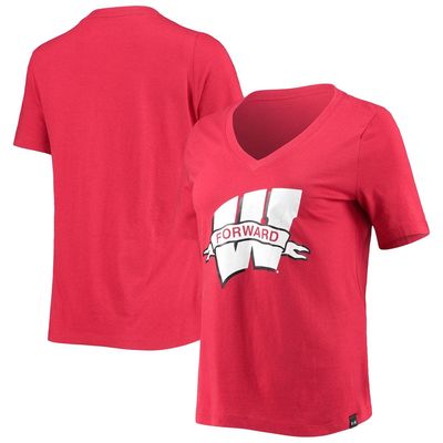 Women's Under Armour Red Wisconsin Badgers Forward V-Neck T-Shirt