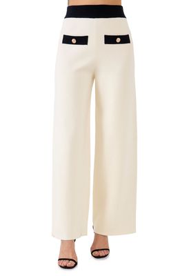 Endless Rose Contrast Knit Pants in Cream