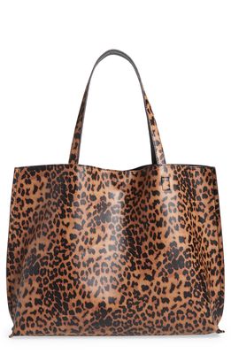 Street Level Reversible Faux Leather Tote in Leopard/Black