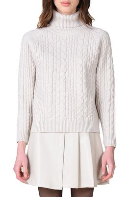 Molly Bracken Cable Knit Turtleneck Sweater in Cream
