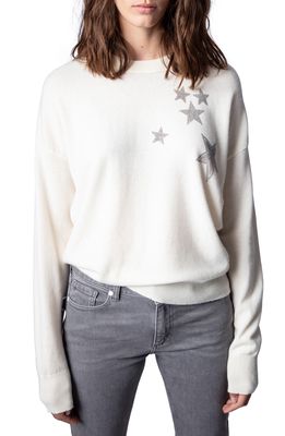 Zadig & Voltaire Gaby Strass Stars Wool & Cashmere Sweater in Creme