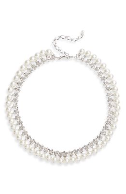 CRISTABELLE Imitation Pearl Necklace in Crystal/silver