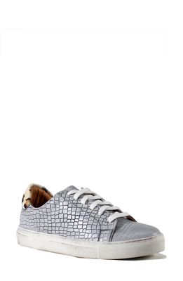 Diba True Abbot Snakeskin Embossed Sneaker in White/Leopard /Calf Hair