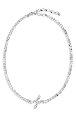 CRISTABELLE Crisscross Crystal Necklace in Crystal/rhod