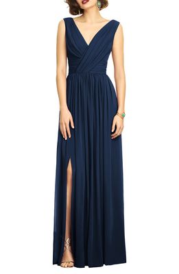 Dessy Collection Surplice Ruched Chiffon Gown in Midnight