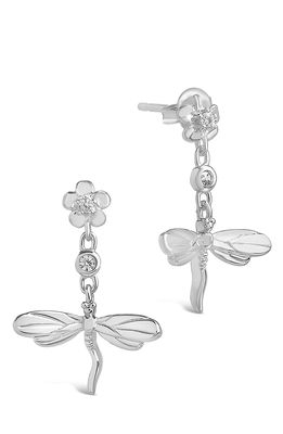 Sterling Forever Dragonfly Drop Earrings in Silver