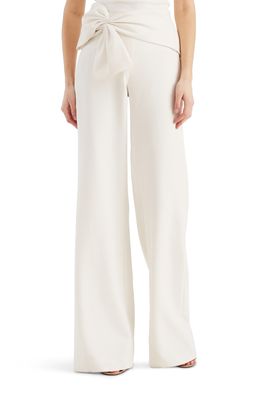 Sachin & Babi Whitley Bow Waist Stretch Crepe Trousers in Ivory