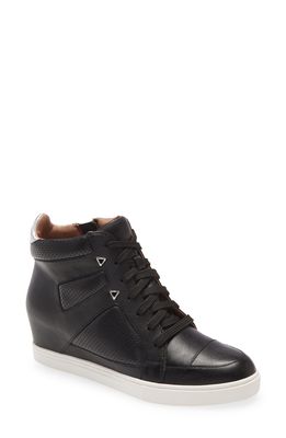 Linea Paolo Farley Wedge Sneaker in Black/Silver Leather