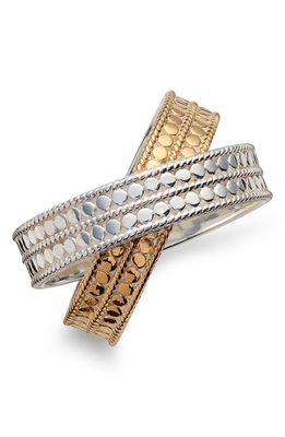 Anna Beck Double Band Cross Ring in Gold/Silver