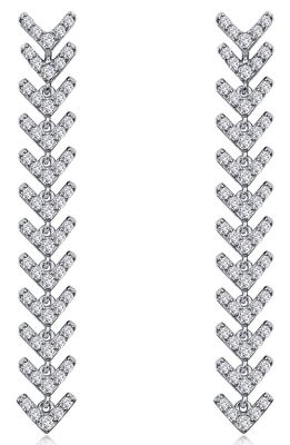 Lafonn Simulated Diamond Chevron Linear Drop Earrings in Silver
