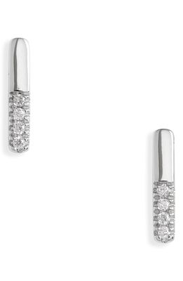 Dana Rebecca Designs Sylvie Pave Diamond Bar Stud Earrings in White Gold