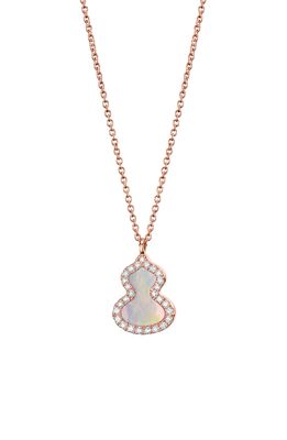 Qeelin Petite Wulu Mother-of-Pearl & Diamond Pendant Necklace in Rose Gold