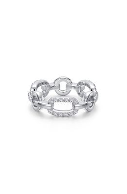 Lafonn Paperclip Alternating Band Ring with Simulated Diamonds in White
