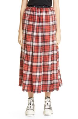 R13 Plaid Cotton Flannel Maxi Skirt in Red Plaid