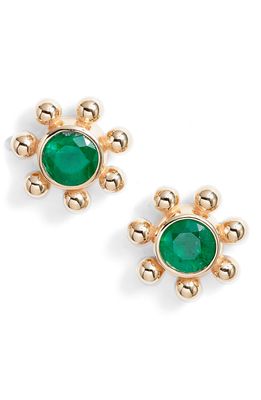Anzie Dew Drop Marine Emerald & 14K Gold Stud Earrings in Yellow Gold/Emerald