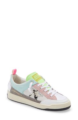 Golden Goose Yeah! Genuine Calf Hair Sneaker in Mint Leather And White
