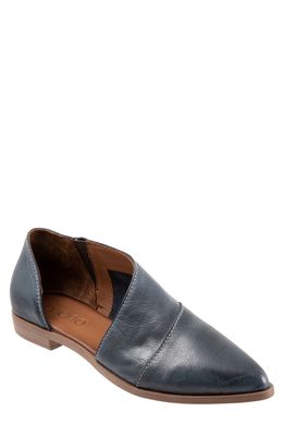 Bueno Blake Half d'Orsay Leather Flat in Blue Leather