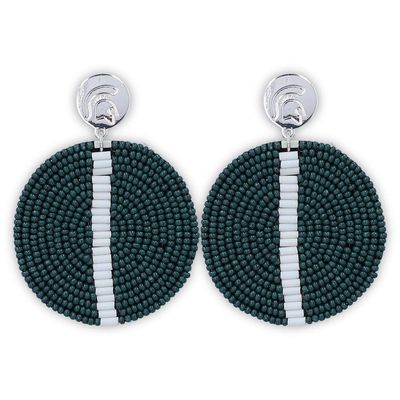EMERSON STREET Michigan State Spartans Greta Beaded Disc Earrings in Silver