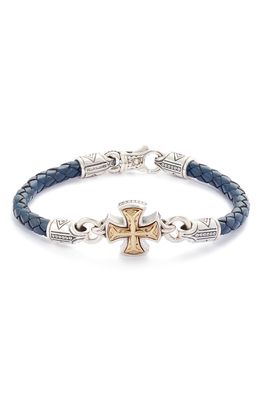 Konstantino Men's Perseus Braided Leather Bracelet in Blue