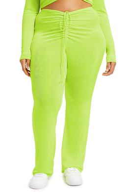 Good American Shimmer High Waist Swimsuit Cover-Up Pants in Electric Lime002
