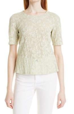 Rebecca Taylor Jacquard Texture T-Shirt in Sage