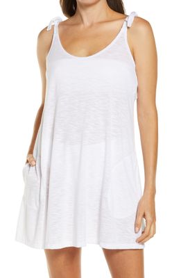 Becca Breezy Basics Keyhole Tie Sleeve Cover-Up Dress in White
