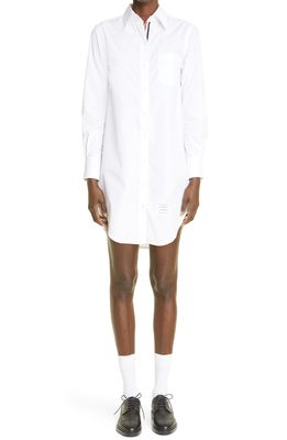 Thom Browne Long Sleeve Oxford Shirtdress in White
