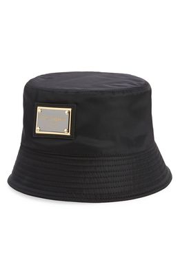 Dolce & Gabbana Logo Plate Bucket Hat in Nero