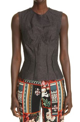 Brock Collection Thao Sleeveless Corset Top in Charcoal