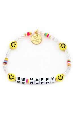 Little Words Project Be Happy Beaded Stretch Bracelet in Rainbow Clear