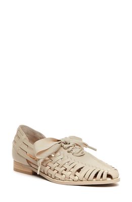Kelsi Dagger Brooklyn Lace-Up Braided Leather Flat in Sandpaper Leather