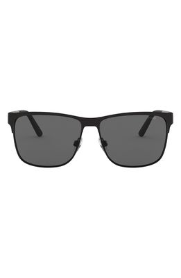 Polo Ralph Lauren 57mm Rectangular Sunglasses in Matte Black