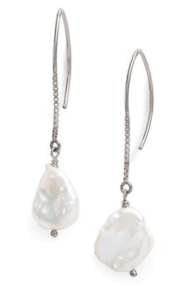 Set & Stones Flora Freshwater Pearl Threader Earrings in Silver