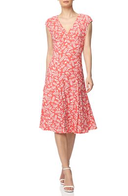 Anne Klein Print A-Line Dress in Red Pear/Nyc White