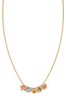 Bernard James Flora Charm 14K Gold Necklace in Multi Gold