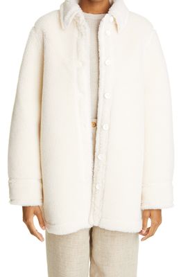 Stand Studio Veron Wool Faux Shearling Shirt Jacket in White