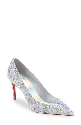 Christian Louboutin Kate Crystal Embellished Pointed Toe Pump in Silver