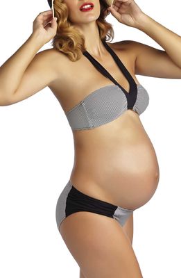 Pez D'Or Maternity Two Piece Halter Bikini Swimsuit in Black