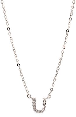 Nordstrom Delicate Cubic Zirconia Initial Pendant Necklace in U- Clear- Silver