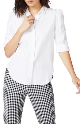 Court & Rowe Ruched Sleeve Button Front Shirt in Ultra White