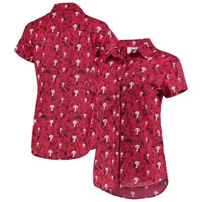 Women's FOCO Red Philadelphia Phillies Floral Button Up Shirt