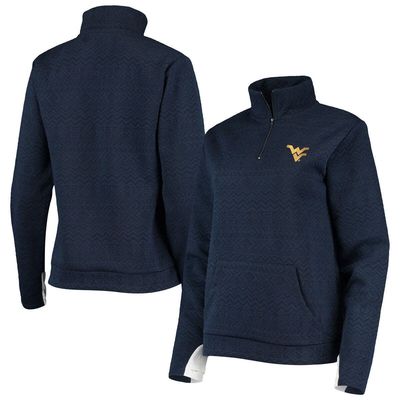 Women's Gameday Couture Navy West Virginia Mountaineers Embossed Quarter-Zip Jacket