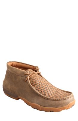 Twisted X Woven Leather Chukka Driving Boot in Bomber Tan