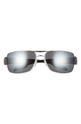 PRADA SPORT 65mm Rectangle Sunglasses in Silver/Grey Silver Mirror