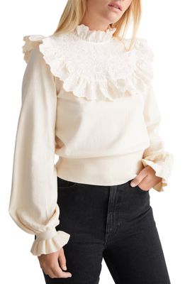 1.STATE Colorblock Blouson Sleeve Cotton Blend Sweater in Antique 