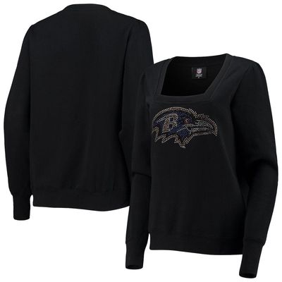 Women's Cuce Black Baltimore Ravens Winners Square Neck Pullover Sweatshirt